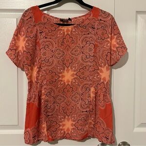 a.n.a Red and Orange Paisley Women's Blouse